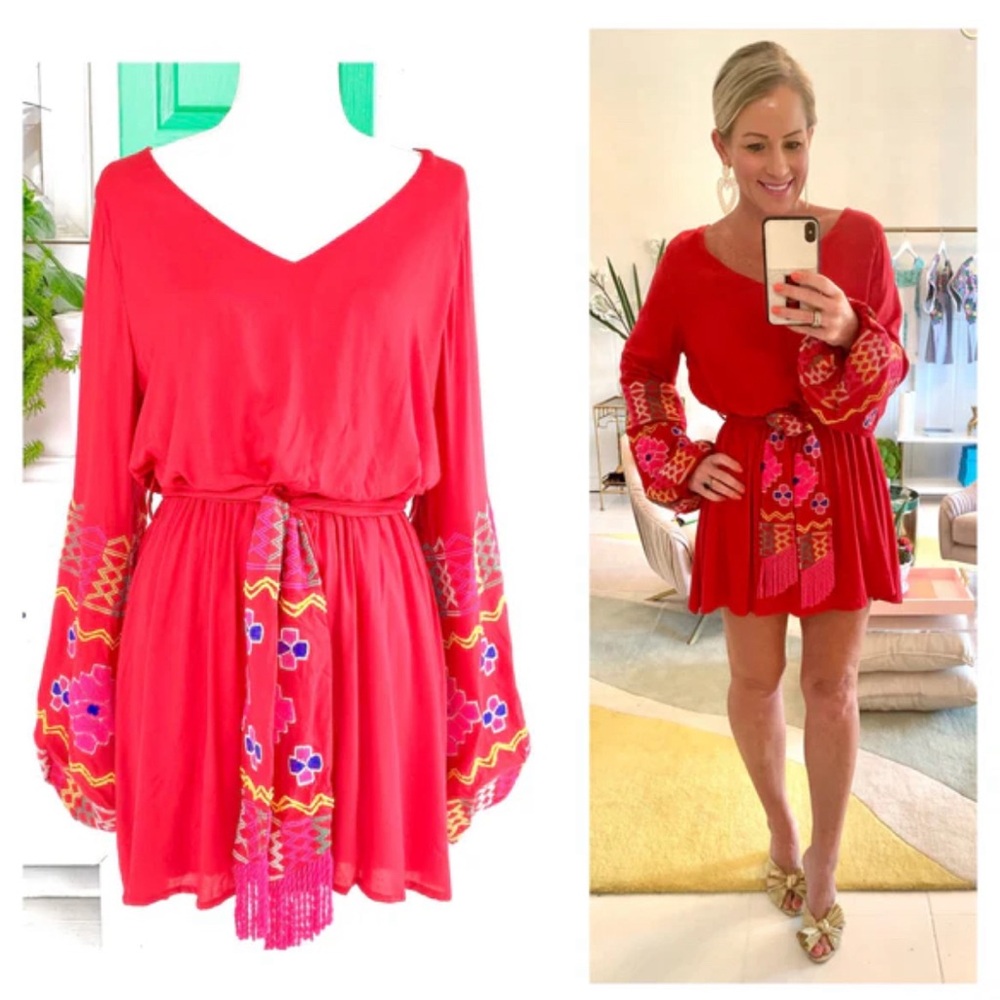 Judith March Embroidered Puffer Sleeve Dress - Picture 6 of 7